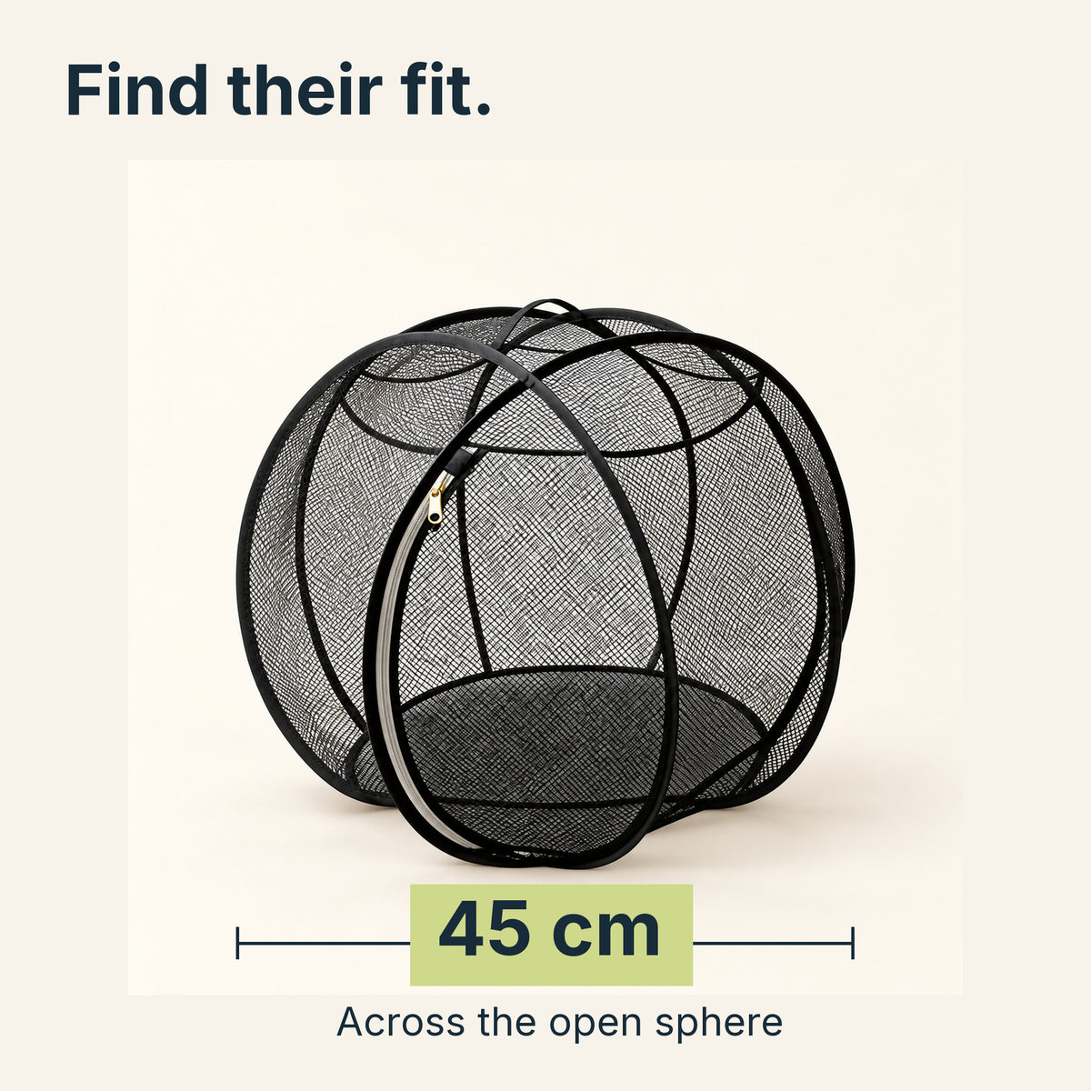 The open Cat Explorer Sphere measures 45 cm across.
