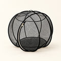 Black Foldable Cat Explorer Sphere: mesh sides, curved frame and oval zip opening on a cream background.